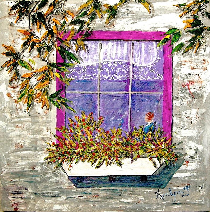 Lavender Window Box Painting by Kenlynn Schroeder