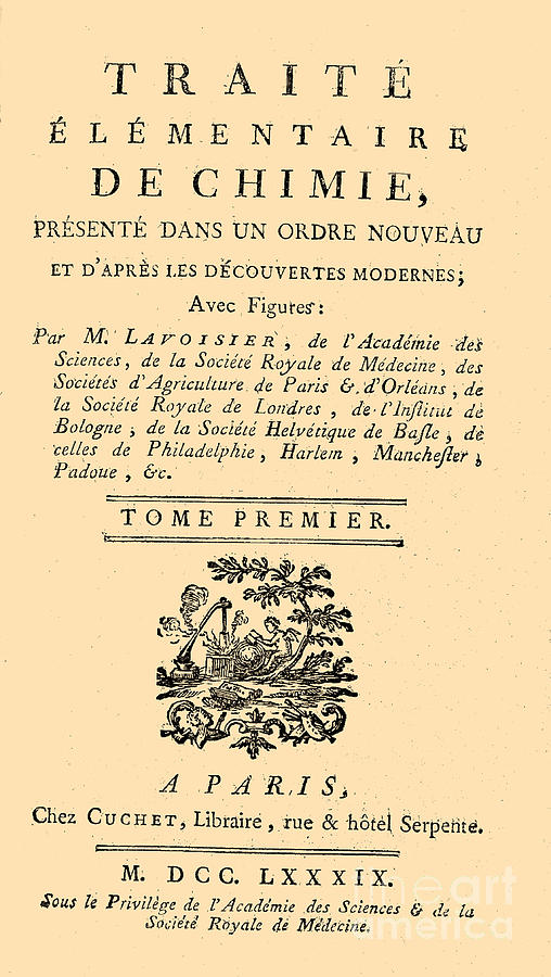 Lavoisiers Chemistry Treatise, 1789 Photograph by Science Source