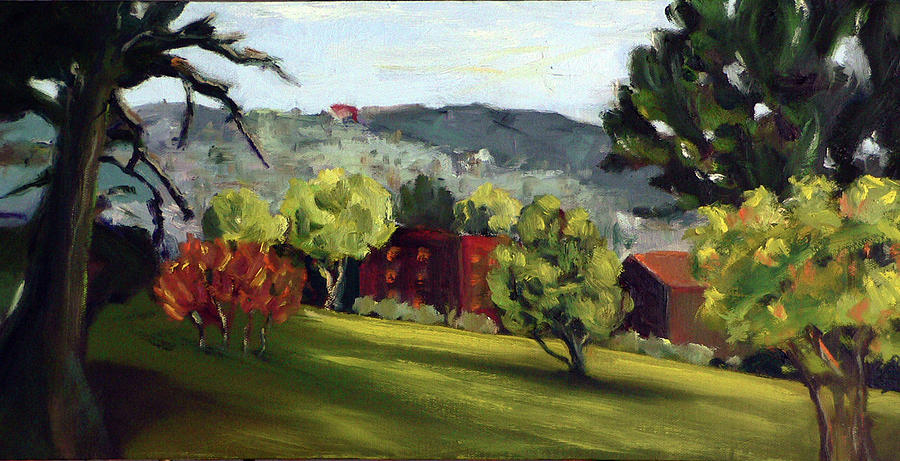 Lawn at Fort Mason Painting by Karen Coggeshall