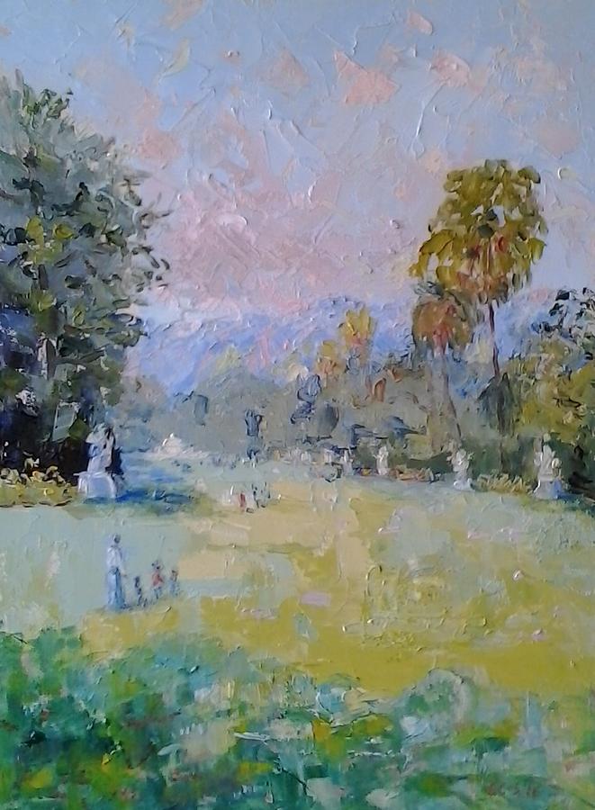Lawns and Statues Huntington House San Marino USA Painting by Elinor Fletcher