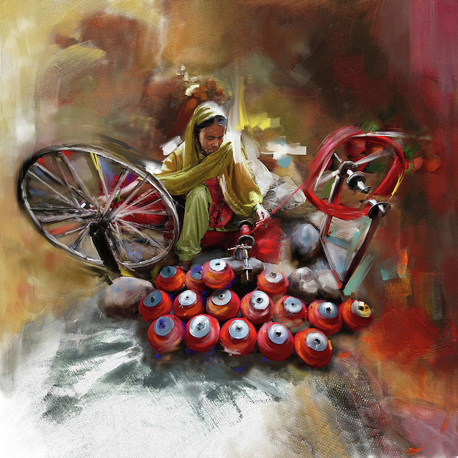 Layallpur woman  Painting by Mawra Tahreem