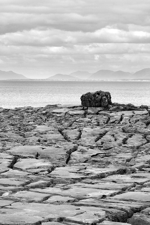 Black And White Photograph - Layers of rocks mountains and clouds in the Burren Ireland by Pierre Leclerc Photography