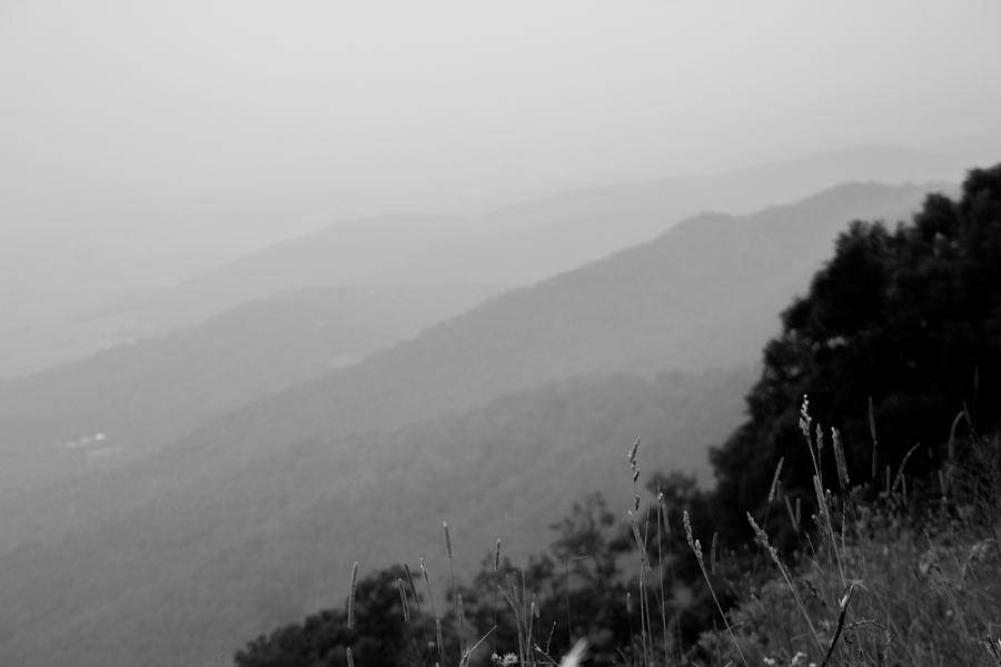 Layers of the Blue Ridge Mountains in Black and White Photograph by Kelly Hazel