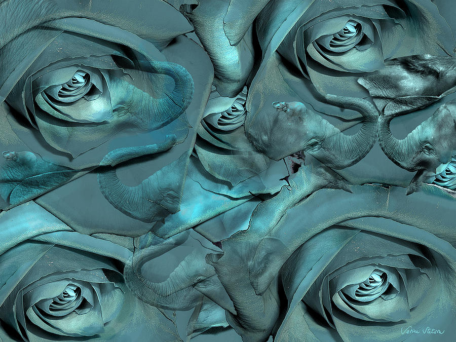 Roses Digital Art - Layers by Sabine Stetson Roses Digital Art - Layers by Sabine Stetson