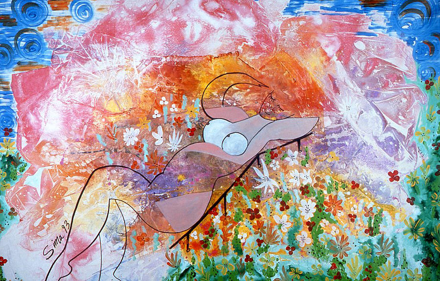 Laying in the garden Painting by Sima Amid Wewetzer