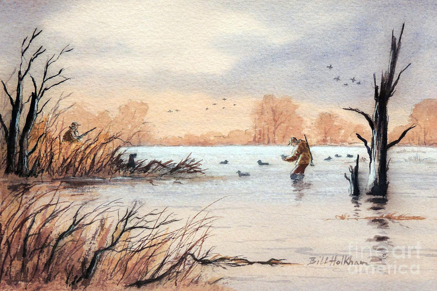 Duck Hunting Painting - Laying Out The Decoys I by Bill Holkham