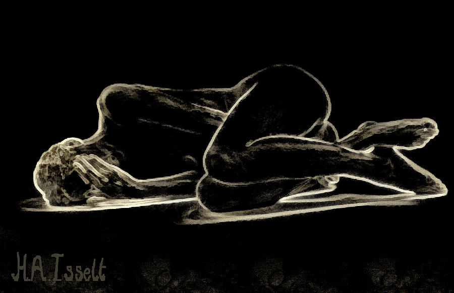 Laying Pose Gold on Black Digital Art by Humphrey Isselt