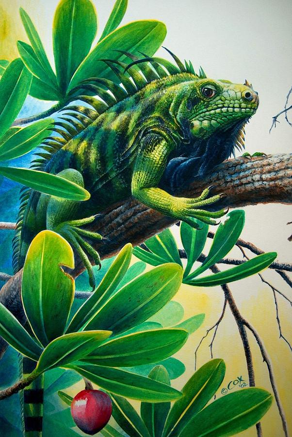 Lazin Iguana Painting by Christopher Cox