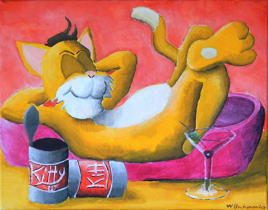 Lazy Cat Painting by Winton Bochanowicz