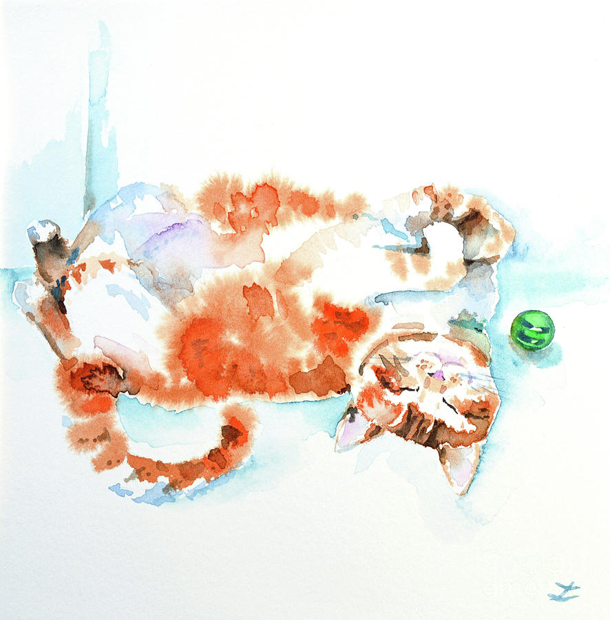 Lazy Cat Painting by Zaira Dzhaubaeva