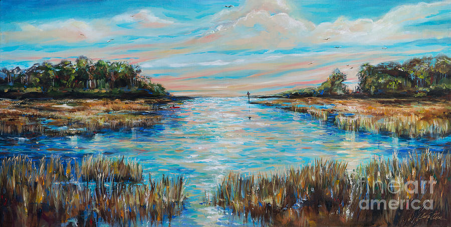 Lazy Coastal River II Painting by Linda Olsen