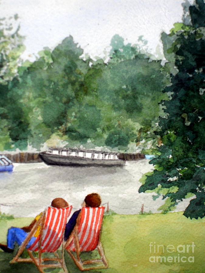London Painting - Lazy Sunday by the River by Vicki  Housel