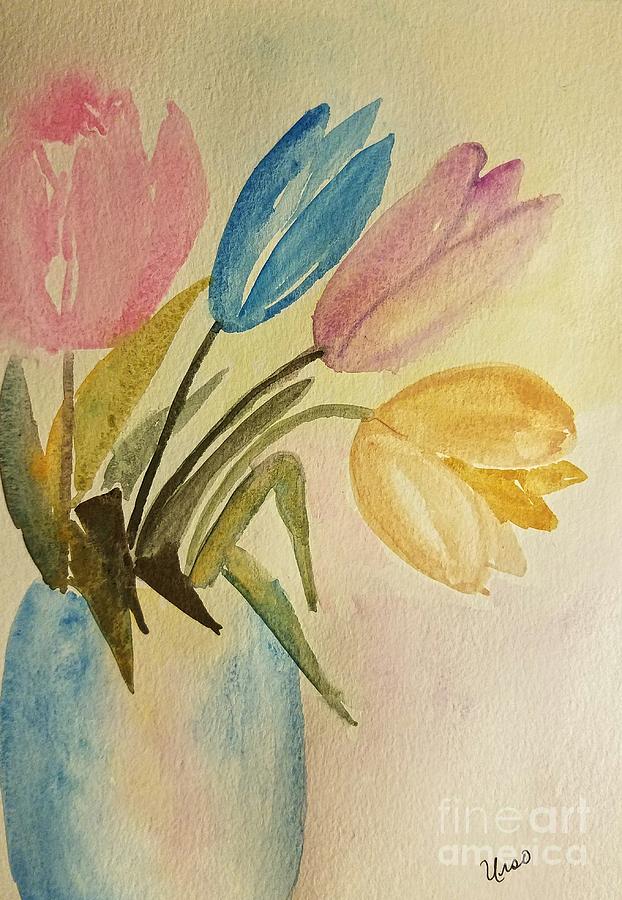 Lazy Tulips Painting by Maria Urso