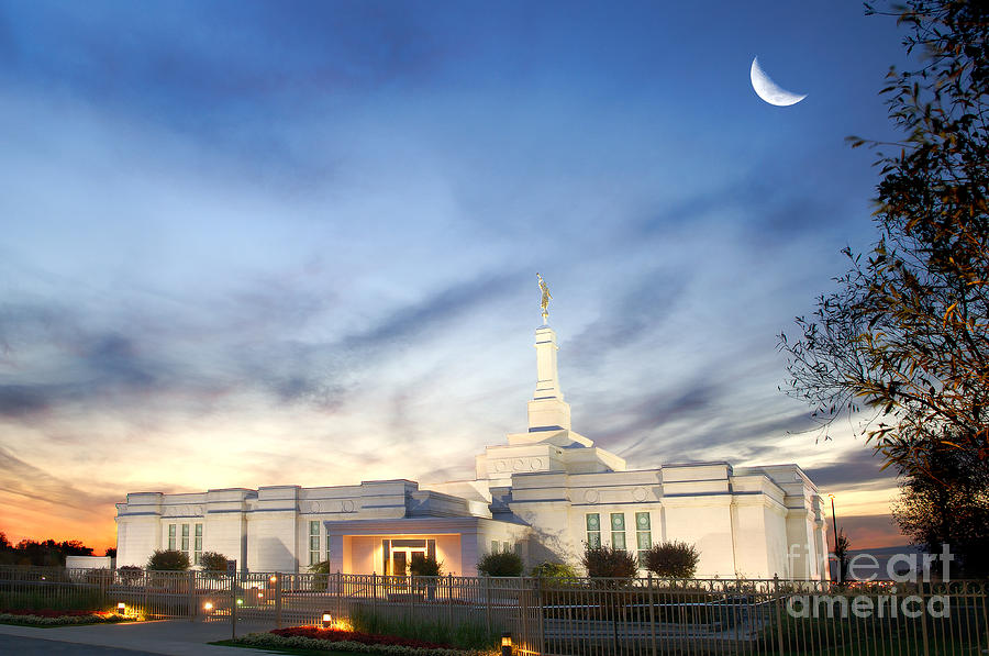 LDS Montreal Temple at Twilight Photograph by Laurent Lucuix