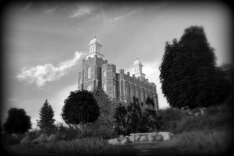 LDS Temple Logan Utah Monochrome Photograph by Nathan Abbott