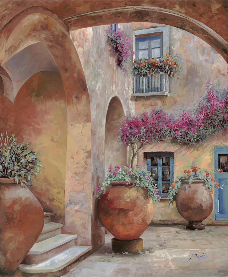 Arcade Painting - Le Arcate In Cortile by Guido Borelli