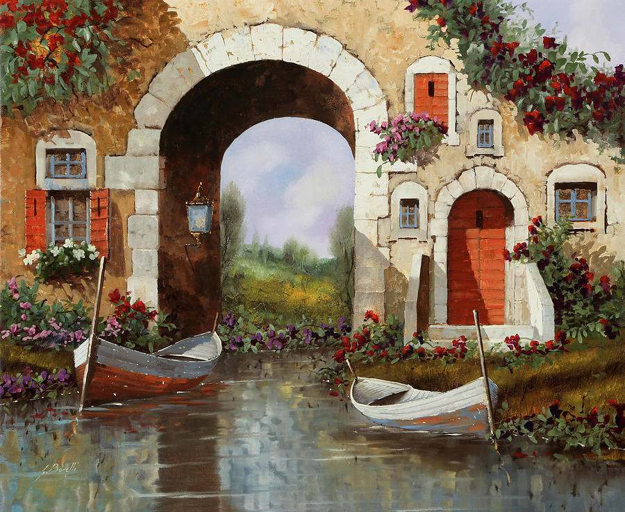 Boat Painting - Le Barche Sotto Larco by Guido Borelli
