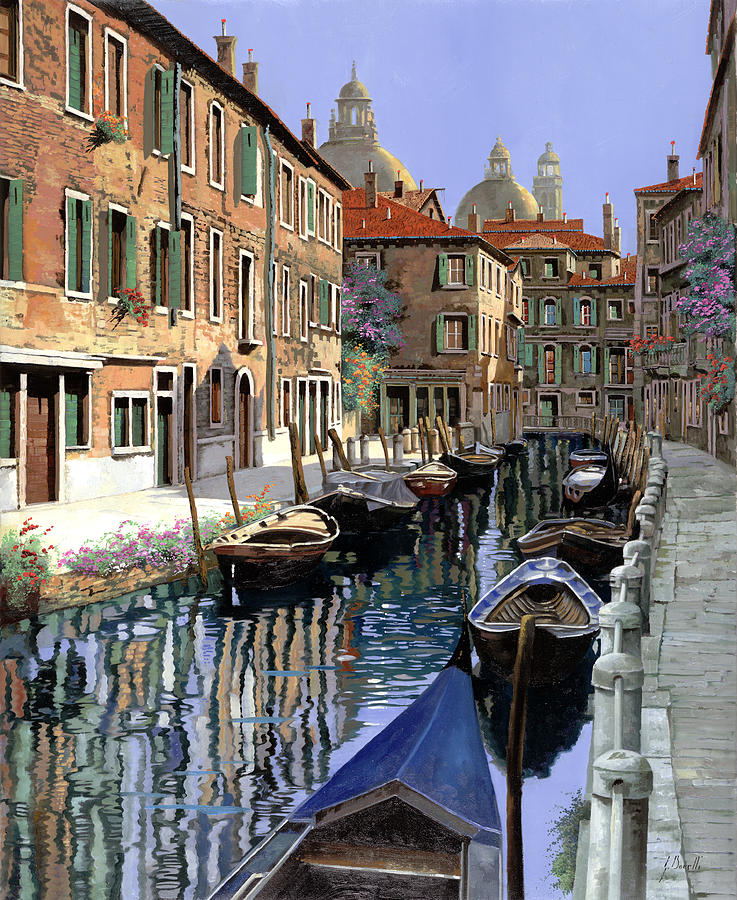 Boat Painting - Le Barche Sul Canale by Guido Borelli