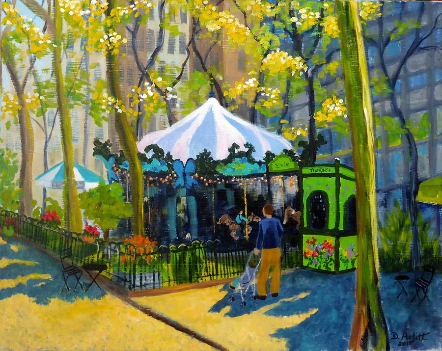Le Carrousel in Bryant Park Painting by Diane Arlitt