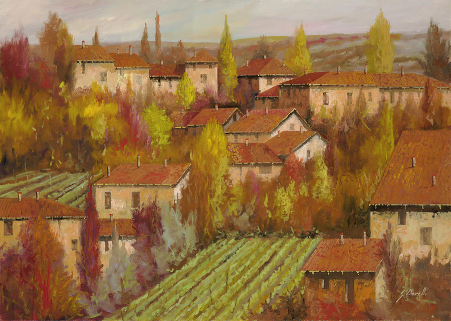 Landscape Painting - Le Case Sul Poggio by Guido Borelli