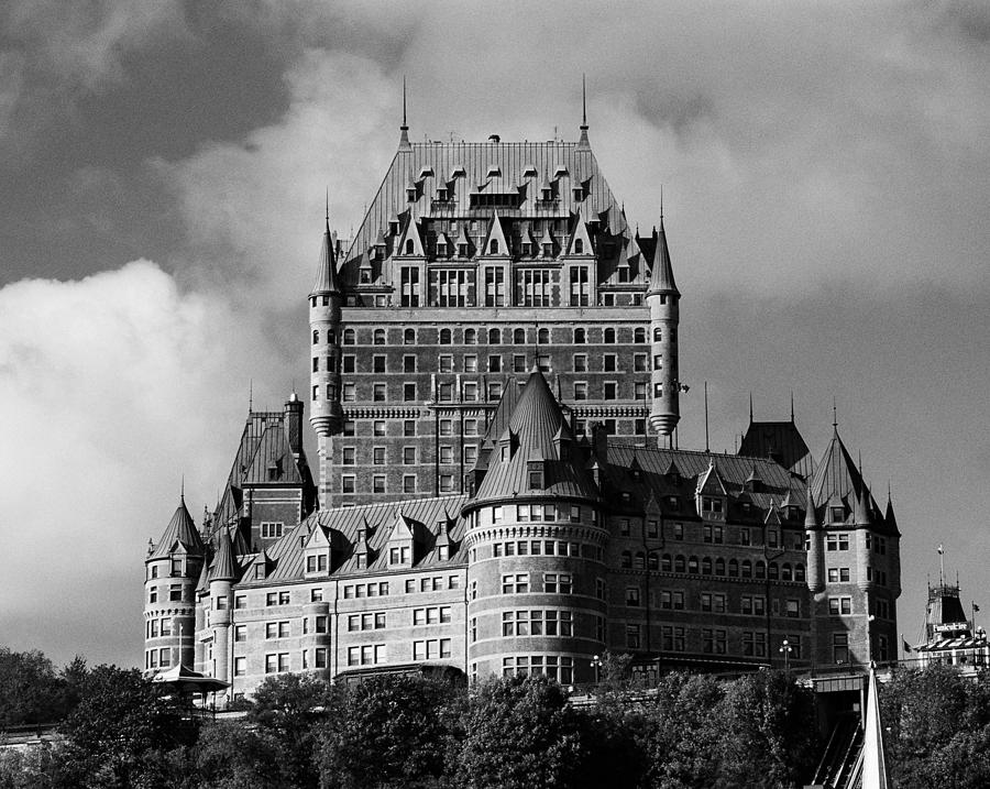 Black And White Photograph - Le Chateau Frontenac - Quebec City by Juergen Weiss