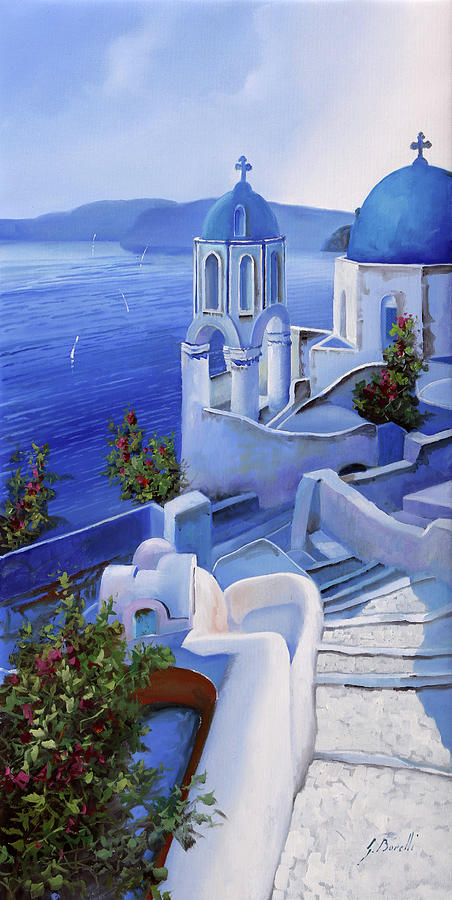 Church Painting - Le Chiese Blu by Guido Borelli