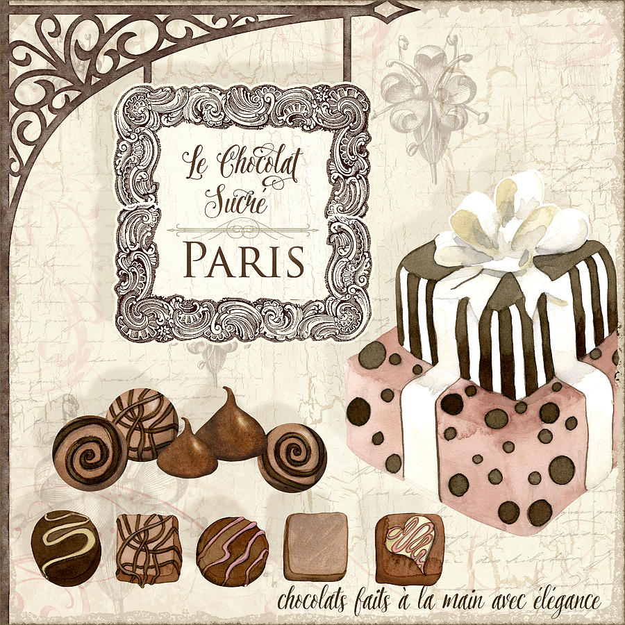 Le Chocolat Sucre Paris - Sweet Chocolate Paris Painting by Audrey Jeanne Roberts