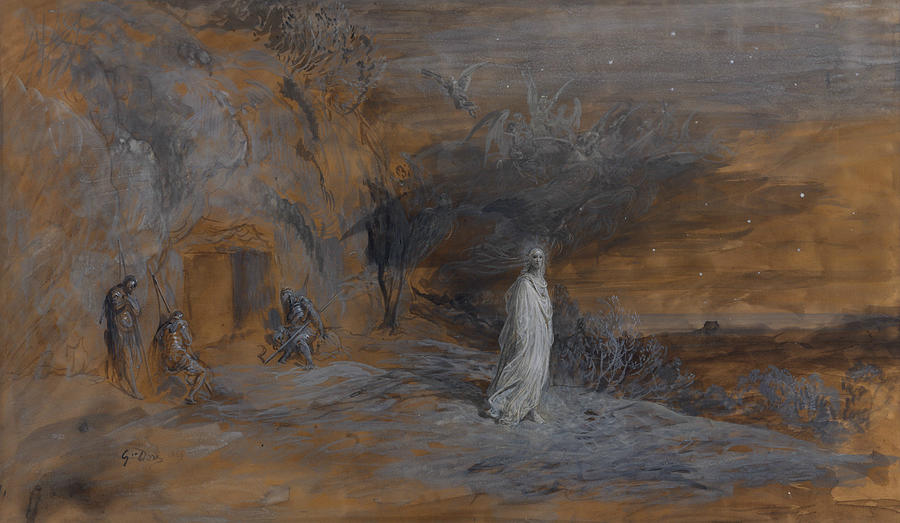 Le Christ sortant du tombeau Drawing by Gustave Dore