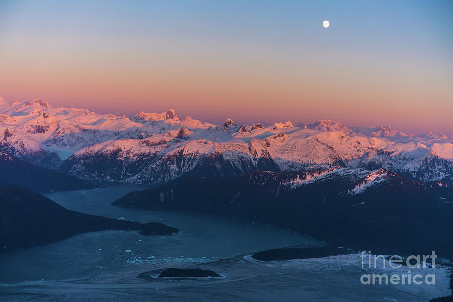 Alaska Photograph - Le Conte Bay and Glacier at Dusk Full Moon by Mike Reid
