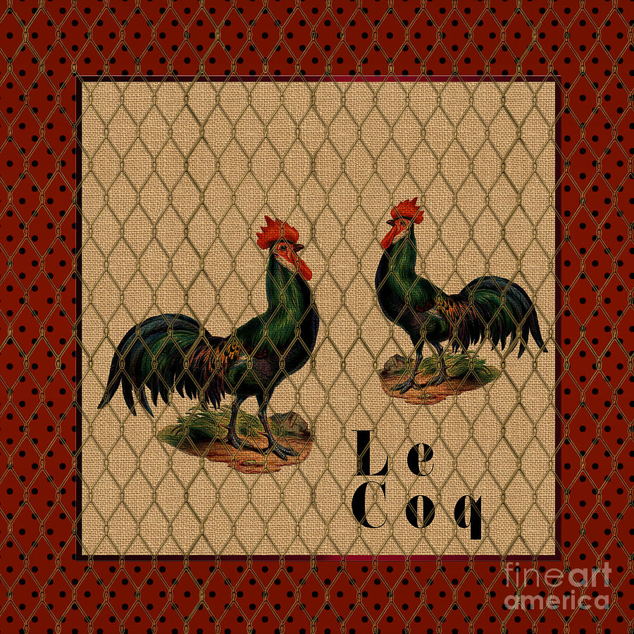 Le Coq Farm Roosters Digital Art by Anne Kitzman