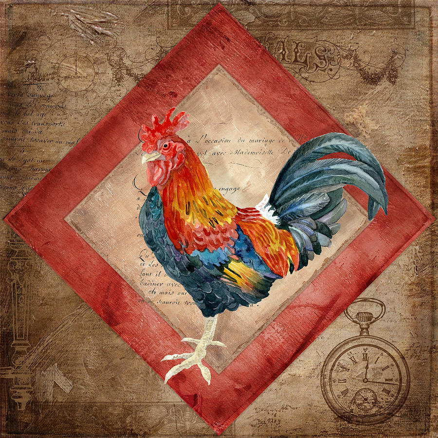 Chicken Painting - Le Coq - Timeless Rooster  by Audrey Jeanne Roberts