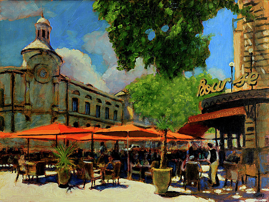 Le Grande Cafe Bourse Painting by David Zimmerman