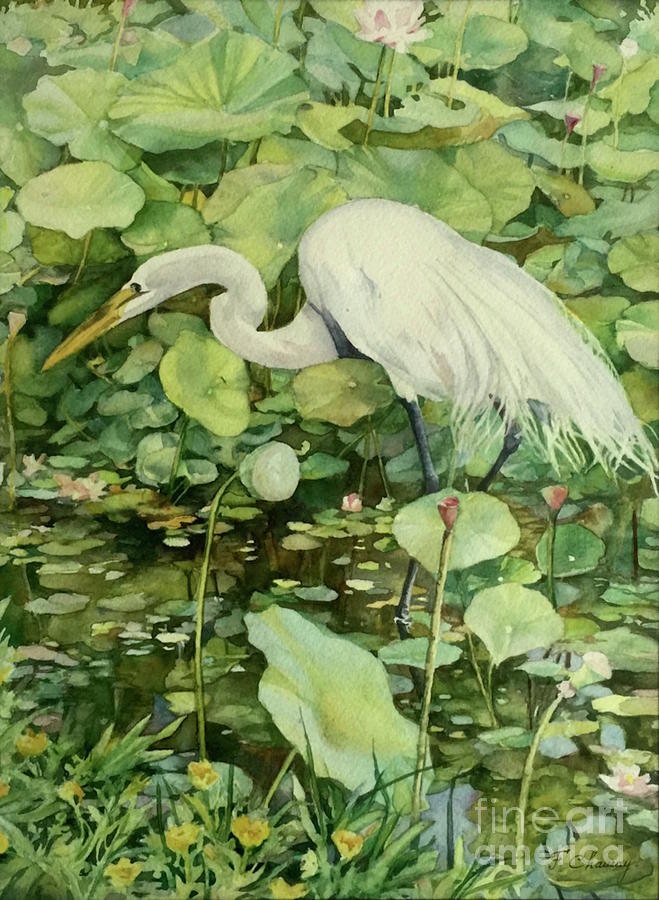 Le Heron Painting by Francoise Chauray