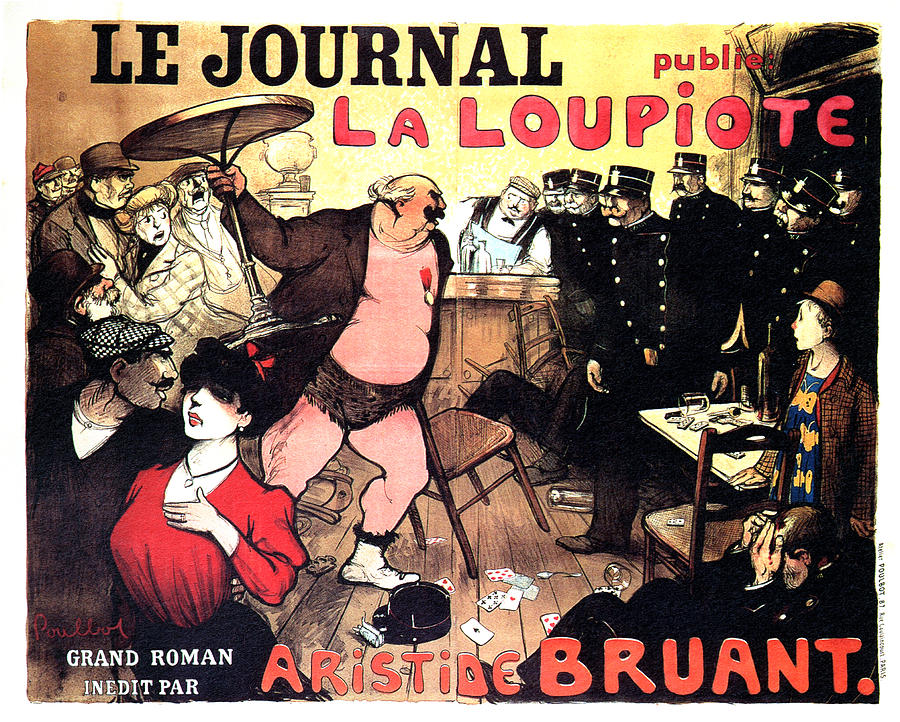 Le Journal La Loupiote - Grand Roman Inedit Par Aristide Bruant - Vintage Art Nouveau Poster Mixed Media