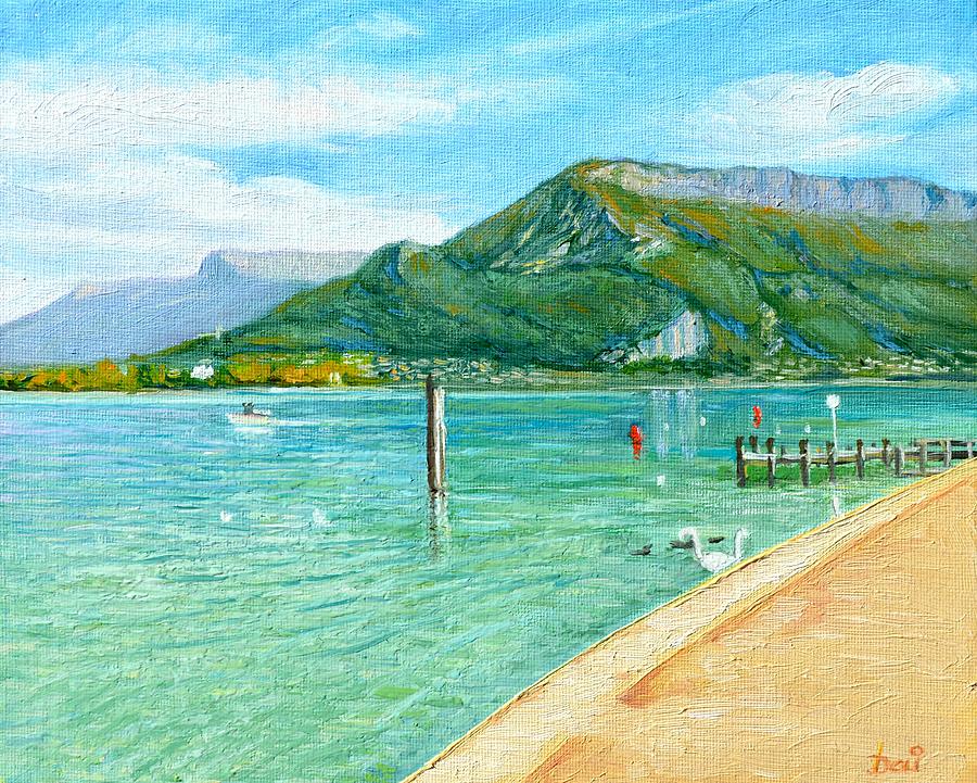 Le Lac Annecy France Painting by Dai Wynn
