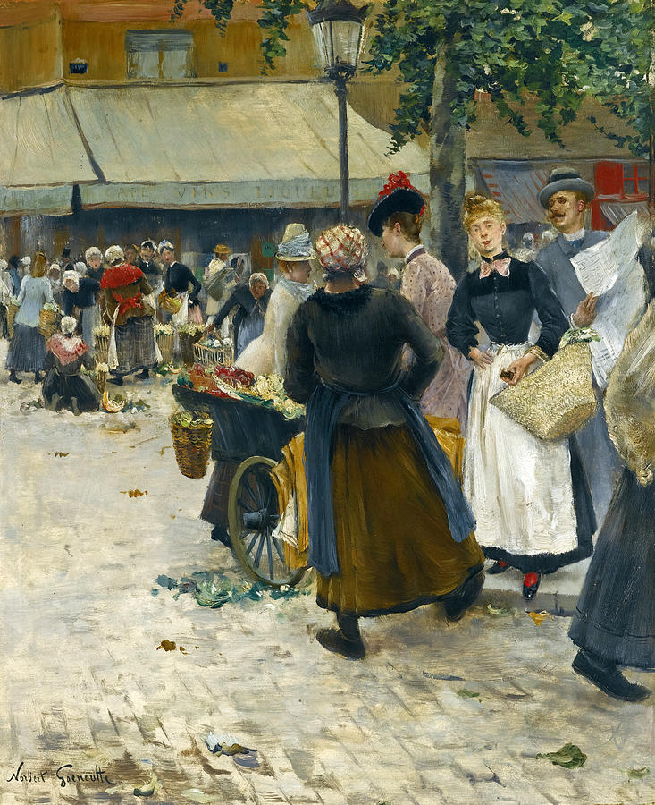 Le Marche des Halles. Paris Painting by Norbert Goeneutte