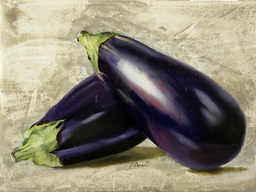 Vegetable Painting - Le Melanzane by Guido Borelli