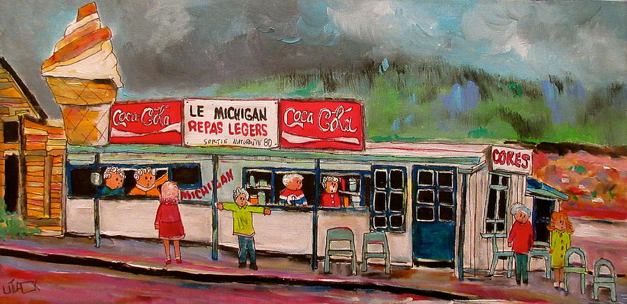 Le Michigan St. Agathe 1965 Painting by Michael Litvack