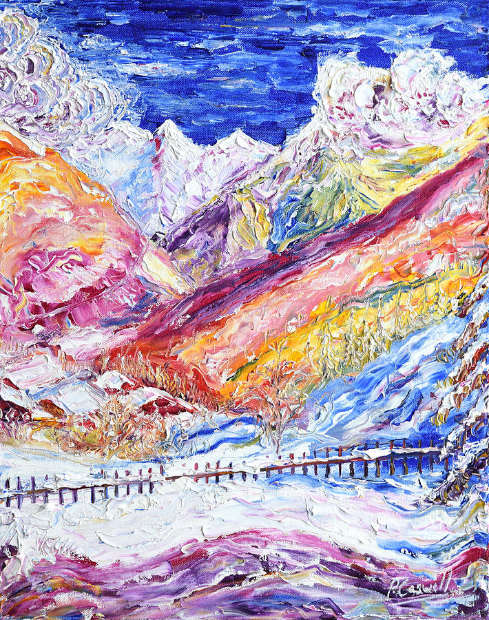 Le Praz Scene Painting by Pete Caswell