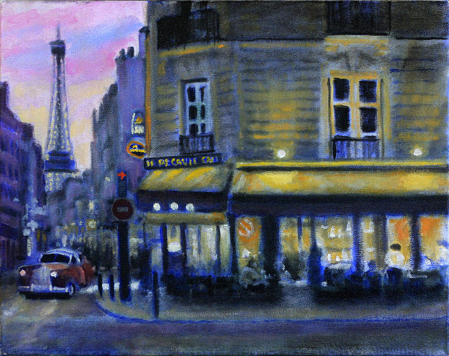 Le Recrutement Cafe Painting by David Zimmerman