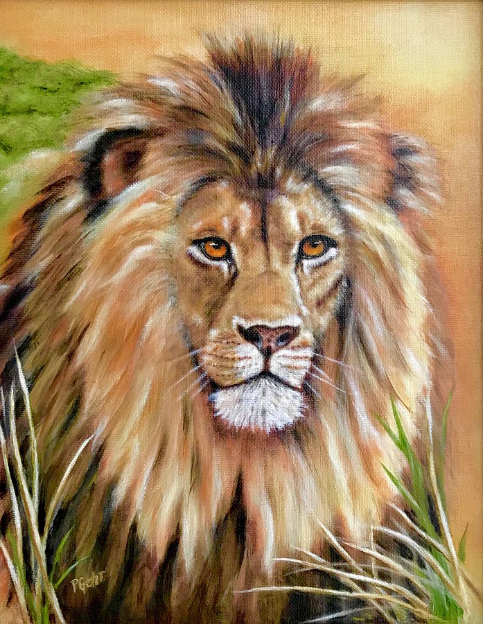 Le Roi-The King, Tribute to Cecil the lion   Painting by Dr Pat Gehr