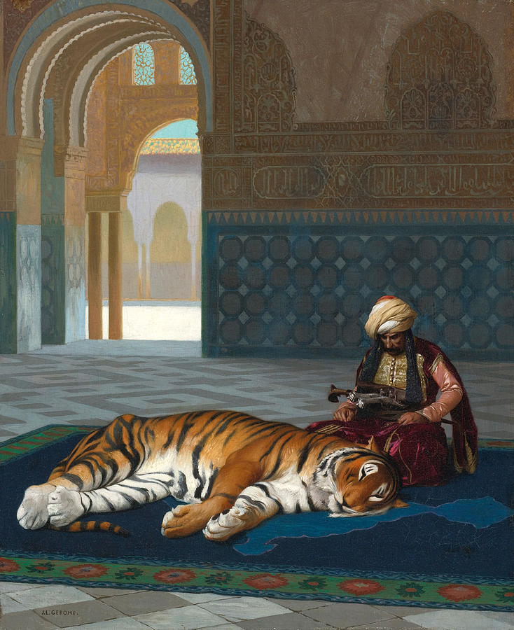 Le Tigre et Le Gardien Painting by Jean-Leon Gerome