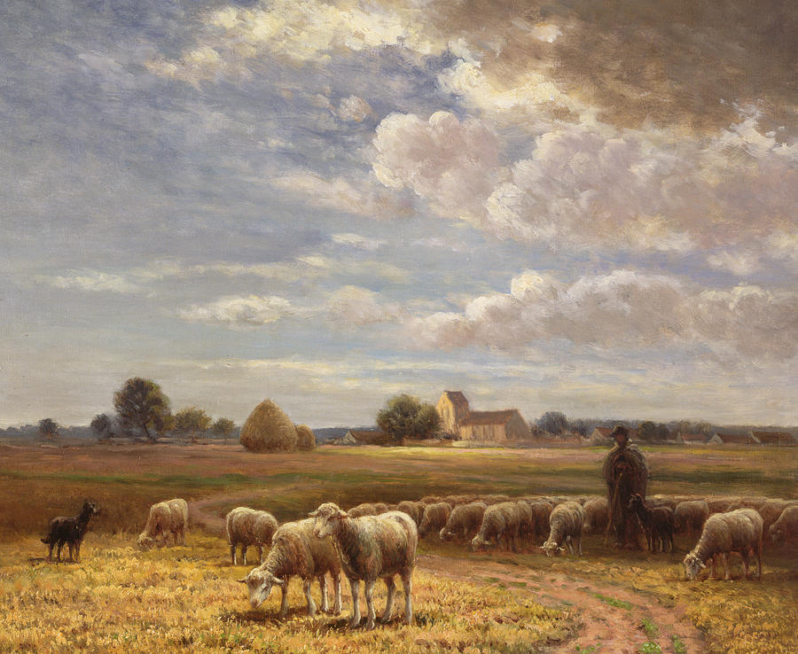 Sheep Painting - Le Troupeau by Paul Chaigneau