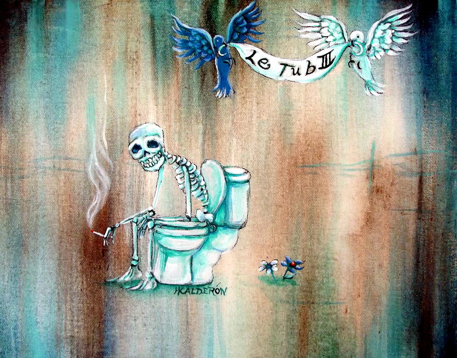 Skeleton Painting - Le Tub III by Heather Calderon