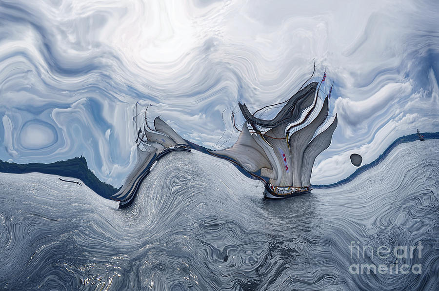 Le Vent dans les Voiles - 06bl - Sea Boat Series Digital Art by Variance Collections