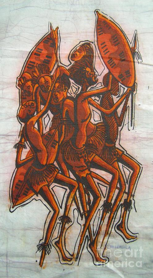 African Painting - Leading The Tribe by Mussa Chiwaula African Painting - Leading The Tribe by Mussa Chiwaula