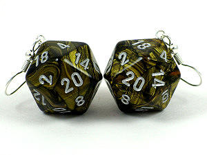D20 Necklace With Silver Hue Chain (Borealis Smoke Black D20)