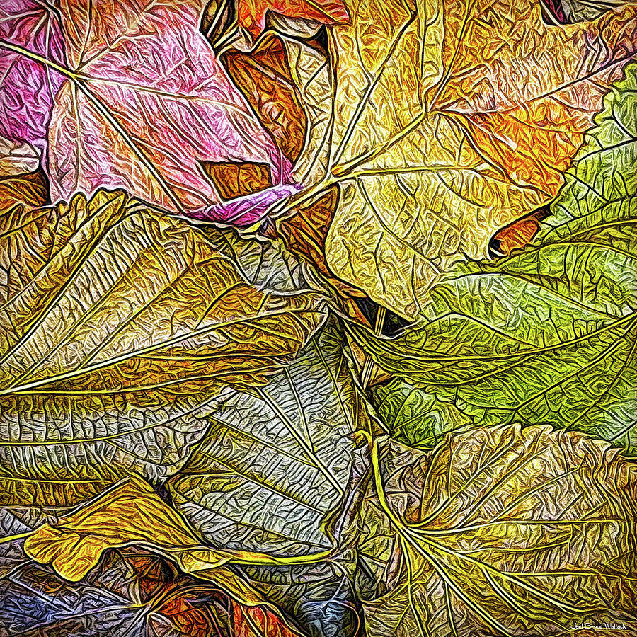 Sycamore Digital Art - Leafy Autumn Mandala by Joel Bruce Wallach.