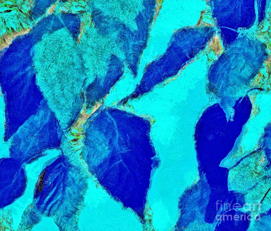 Leafy Blue Abstract Mixed Media by Patricia Strand