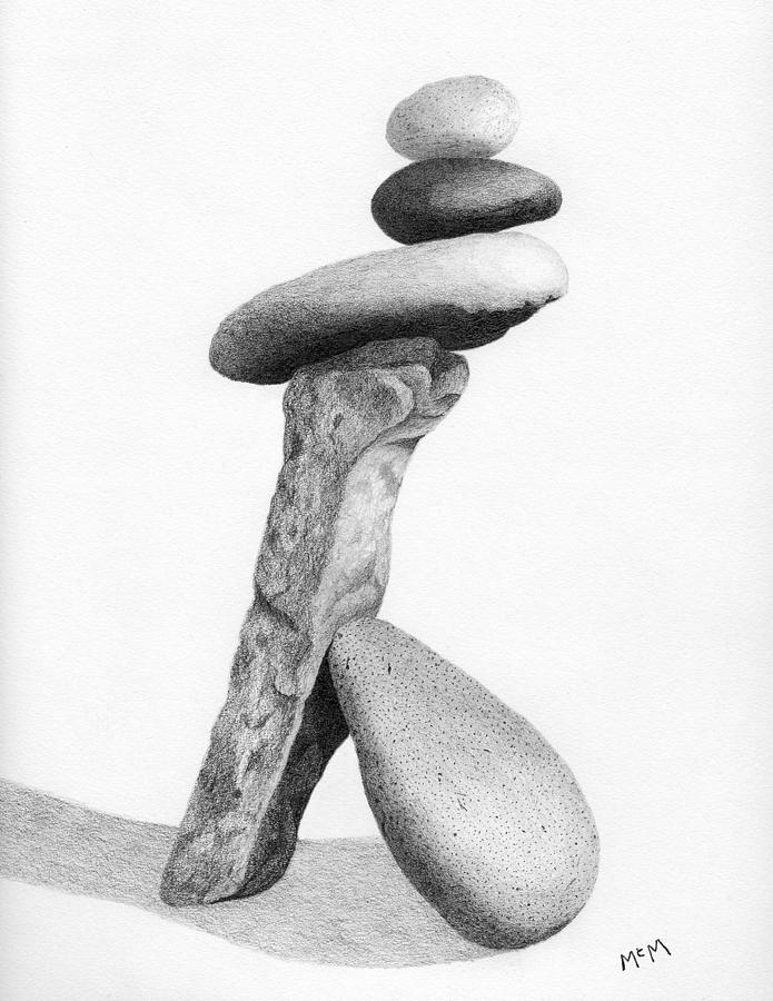 Cairn Drawing - Lean On Me Drawing by Garry McMichael